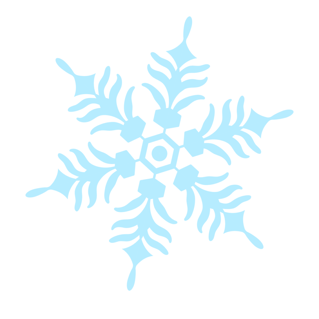 Light blue, stylized snowflake with six symmetrical arms, each decorated with branch-like patterns, set against a plain light gray background—perfect for adding a frosty touch to your Holiday Season 2022 celebrations.