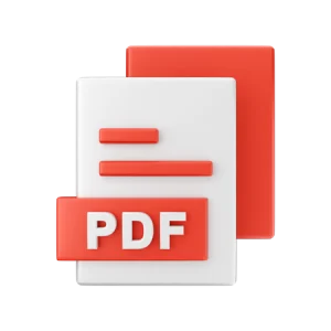 3D illustration of a white document icon with red highlights and PDF written on a red label, featuring another red document partially visible behind it, representing a 2023 Rider Position report.