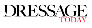 The words DRESSAGE TODAY in bold black and red uppercase letters on a white background evoke the spirit of Dressage Training. DRESSAGE is in black, TODAY is in red.