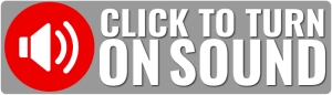 A gray banner with a red circle containing a white speaker icon on the left and bold white text on the right that says, CLICK TO TURN ON SOUND—perfect for staying productive with Strides in this 2024 update.