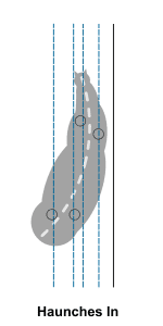 Diagram of the footfalls in a left haunches in.